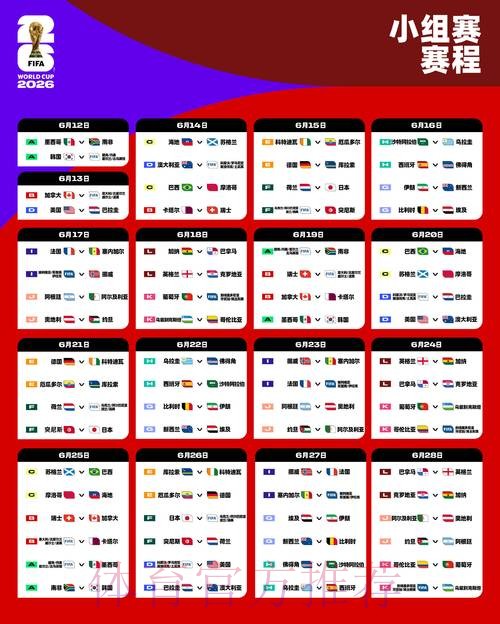 2026世界杯完整比赛日程安排表 2026世界杯完整比赛日程安排表